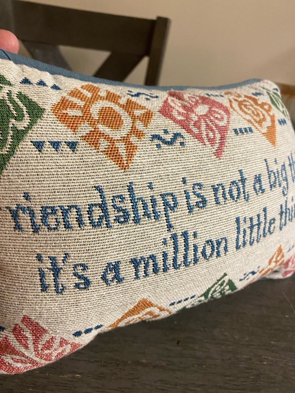 Embroidered Friendship Quote Accent Pillow - Multicolor - Picture 2 of 4